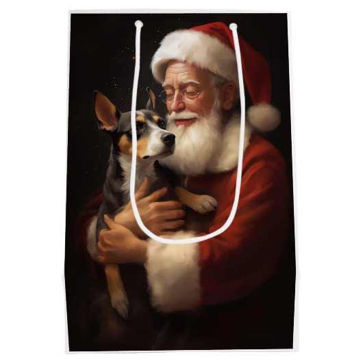 ラットテリアウィズサンタクロースフェスティバルクリスマス ミディアムペーパーバッグ (裏面)