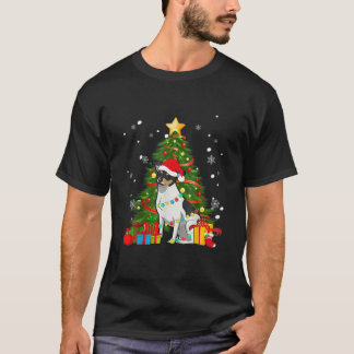 ラットテリアサンタクリスマスツリーライトパジャマドッグ Tシャツ