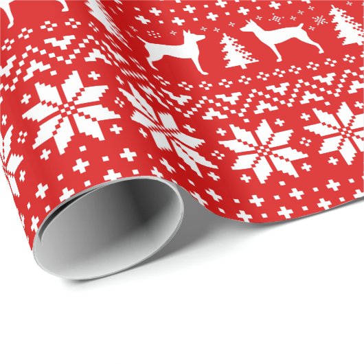 ラットテリアシルエットドッグズクリスマスホリデー ラッピングペーパー (ロールコーナー)