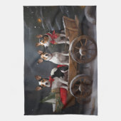 ラットテリアスノイそりクリスマスデコール キッチンタオル (縦)