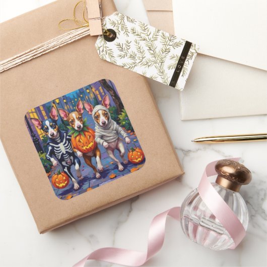 ラットテリアトリックまたはトリートハロウィーンコスチューム スクエアシール (ギフト)