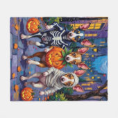 ラットテリアトリックまたはトリートハロウィーンコスチューム フリースブランケット (正面(横))
