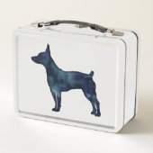 ラットテリアドッグブリードシルエット黒水色 メタルランチボックス (裏面)