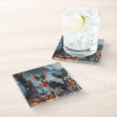 ラットテリアハロウィン不気味 ガラスコースター (アングル)