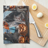 ラットテリアハロウィン不気味 キッチンタオル (四つ折り)
