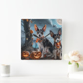 ラットテリアハロウィン不気味 スクエア壁時計 (ホーム)