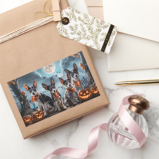 ラットテリアハロウィン不気味 長方形シール (ギフト)