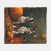 ラットテリアパピー秋デライトカボチャ フリースブランケット (正面(横))