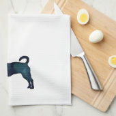 ラットテリアブラックウォーター色ドッグブリードシルエット キッチンタオル (四つ折り)