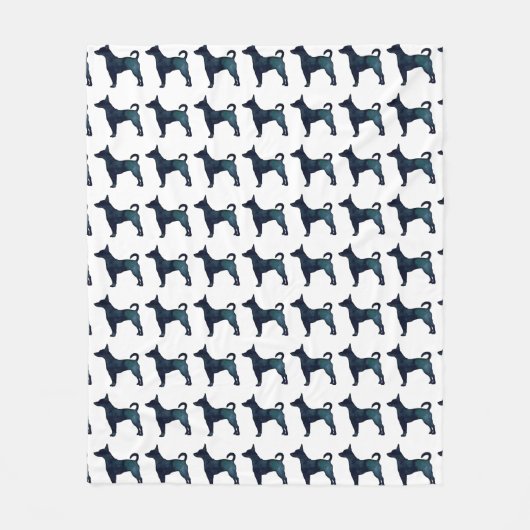 ラットテリアブラックウォーター色ドッグブリードシルエット フリースブランケット (正面)