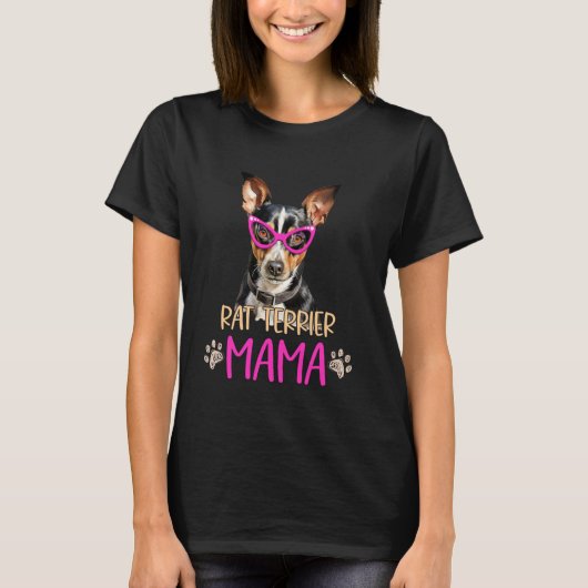 ラットテリア犬は母を育てかわいい子犬の母 Tシャツ (正面)