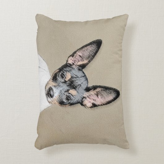 ラットテリア絵画ズ – かわいいオリジナルドッグアート アクセントクッション (正面(垂直))