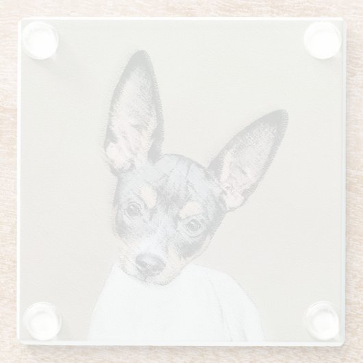 ラットテリア絵画ズ – かわいいオリジナルドッグアート ガラスコースター (裏面)