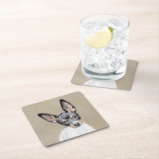 ラットテリア絵画ズ – かわいいオリジナルドッグアート スクエアペーパーコースター (インサイチュ)