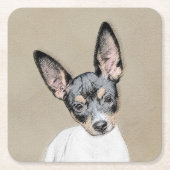ラットテリア絵画ズ – かわいいオリジナルドッグアート スクエアペーパーコースター (正面)
