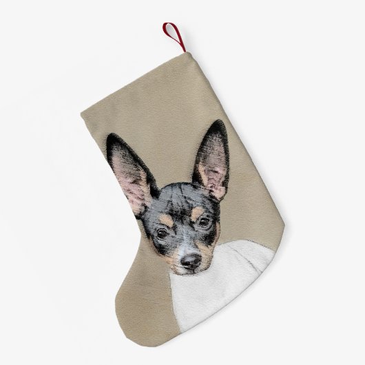 ラットテリア絵画ズ – かわいいオリジナルドッグアート スモールクリスマスストッキング (裏面 (吊り時))