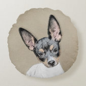 ラットテリア絵画ズ – かわいいオリジナルドッグアート ラウンドクッション (正面)