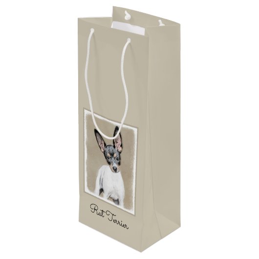ラットテリア絵画ズ – かわいいオリジナルドッグアート ワインギフトバッグ (裏面アングル)