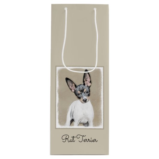 ラットテリア絵画ズ – かわいいオリジナルドッグアート ワインギフトバッグ (正面)