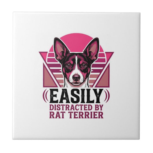 ラットテリア レトロイラスト ゆるふわ犬Tシャツ デ タイル (正面)