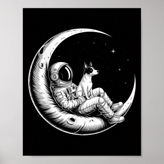 ラットテリア 宇宙飛行士 銀河 月 犬好き ポスター (正面)