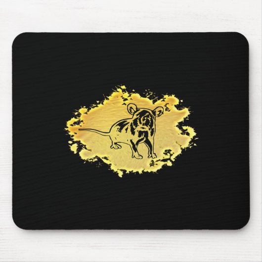 ラットモチーフ齧歯動物かわいいラットインハンドチーズペットアニマ マウスパッド (正面)