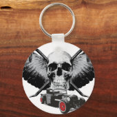 ラットロッドスカル&クローバー キーホルダー (正面)