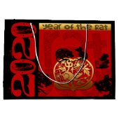 ラット中国のカスタム〔占星術の〕十二宮図ビッデイLGB ラージペーパーバッグ (裏面)