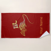 ラット中国の〔占星術の〕十二宮図占星術星座 ビーチタオル (正面)