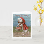 ラット岬およびバスケット、ハッピーバースデー! メッセージカード カード (黄色い花)