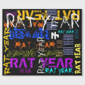 ラット年2020年包むPを繰り返す落書きのスタイル ラッピングペーパー (フラット)