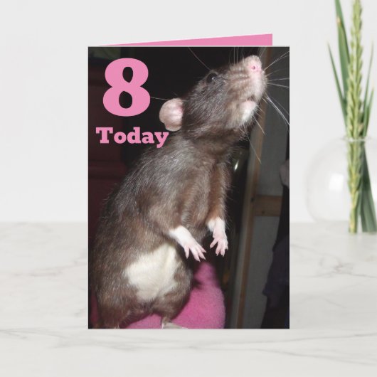 ラット立ちカスタマイズ可能な第8誕生日カード カード (正面)