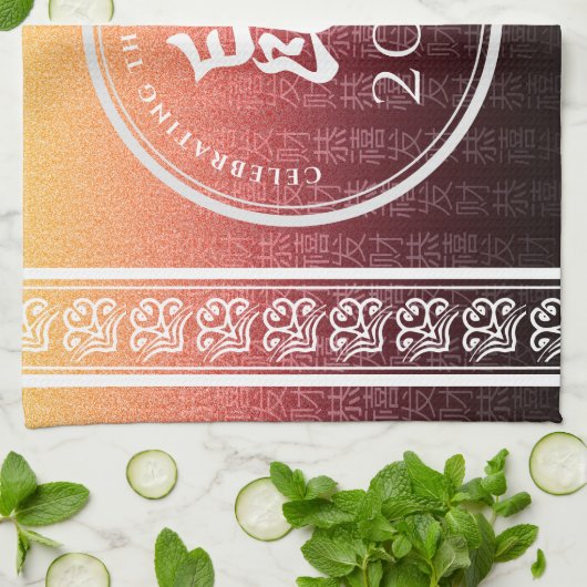 ラット鼠赤金ゴールド中国の〔占星術の〕十二宮図月記号 キッチンタオル (折り畳み)