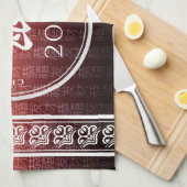 ラット鼠赤金ゴールド中国の〔占星術の〕十二宮図月記号 キッチンタオル (四つ折り)