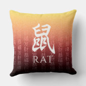 ラット鼠赤金ゴールド中国の〔占星術の〕十二宮図月記号 クッション (裏面)