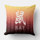 ラット鼠赤金ゴールド中国の〔占星術の〕十二宮図月記号 クッション (正面)