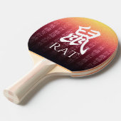 ラット鼠赤金ゴールド中国の〔占星術の〕十二宮図月記号 卓球ラケット (正面アングル)