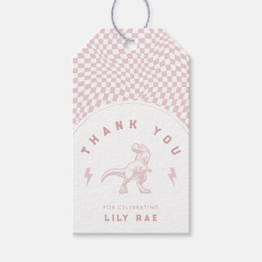 ラッド恐竜3レックスガールズピンクの誕生日 ギフトタグ (正面)