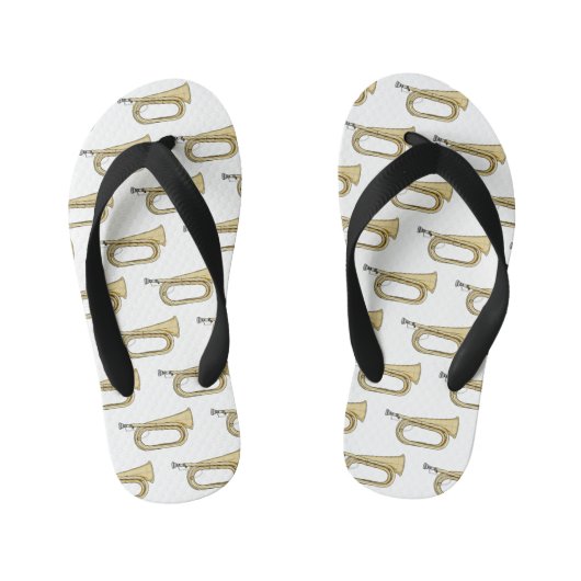 ラッパの漫画イラスト キッズビーチサンダル (フットベッド)