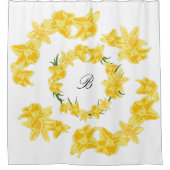 ラッパスイセンのイラストレーション シャワーカーテン (正面)