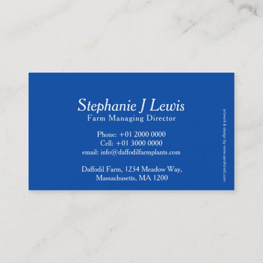 ラッパスイセンの花の農場の植物の製造者の名刺 名刺 (裏面)