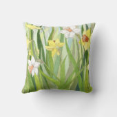 ラッパスイセンは正方形の枕の守備につきます クッション (裏面)