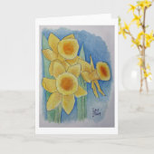 ラッパスイセン-水彩画 カード (黄色い花)