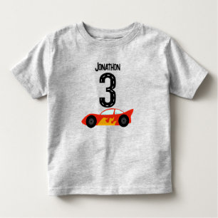 ラッパーソナライズされたカー3回目の誕生日パーティー トドラーTシャツ