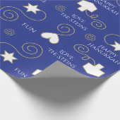 ラッパーソナライズされたピング紙ハヌカー（ユダヤ教の祭り）「青/金ゴールド」 ラッピングペーパー (角)