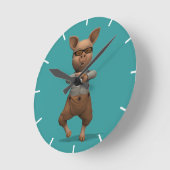 ラッパー豚 ラウンド壁時計 (傾斜)