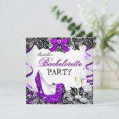 ラッパー パープル ハイヒール ワインボトル 招待状 (スタンド正面)