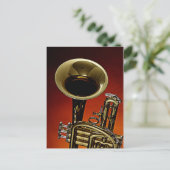 ラッパ前景付きトランペット葉書 ポストカード (スタンド正面)