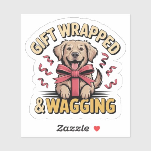 ラッピングされた喜び - ゴールデンレトリーバー クリスマス シール (シート)