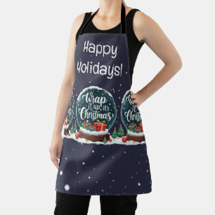 ラッピングしよう クリスマスの雪玉デザイン エプロン